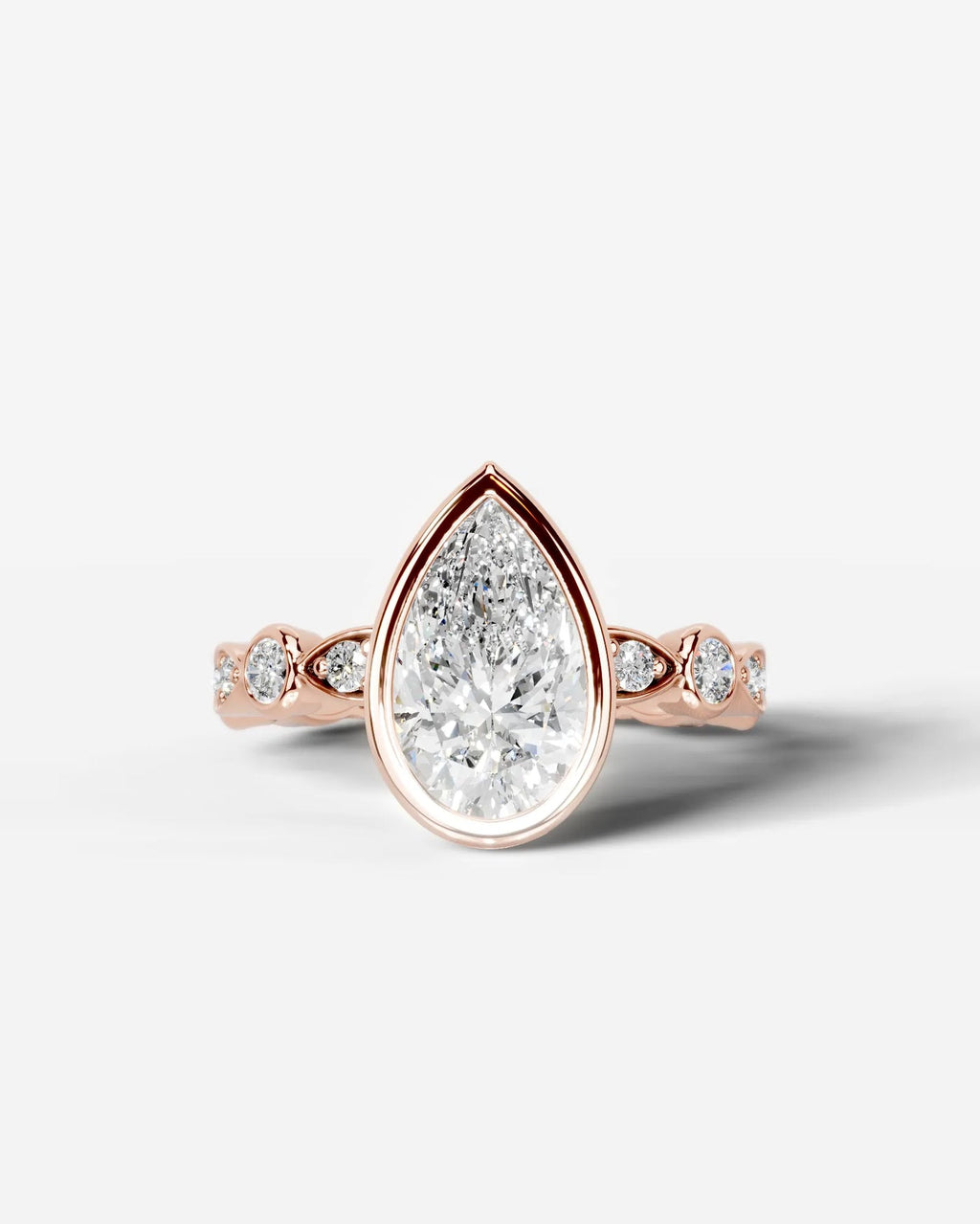 2 Carat Lab Grown Pear Cut Bezel Set Diamond Ring