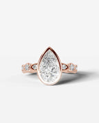 2 Carat Lab Grown Pear Cut Bezel Set Diamond Ring