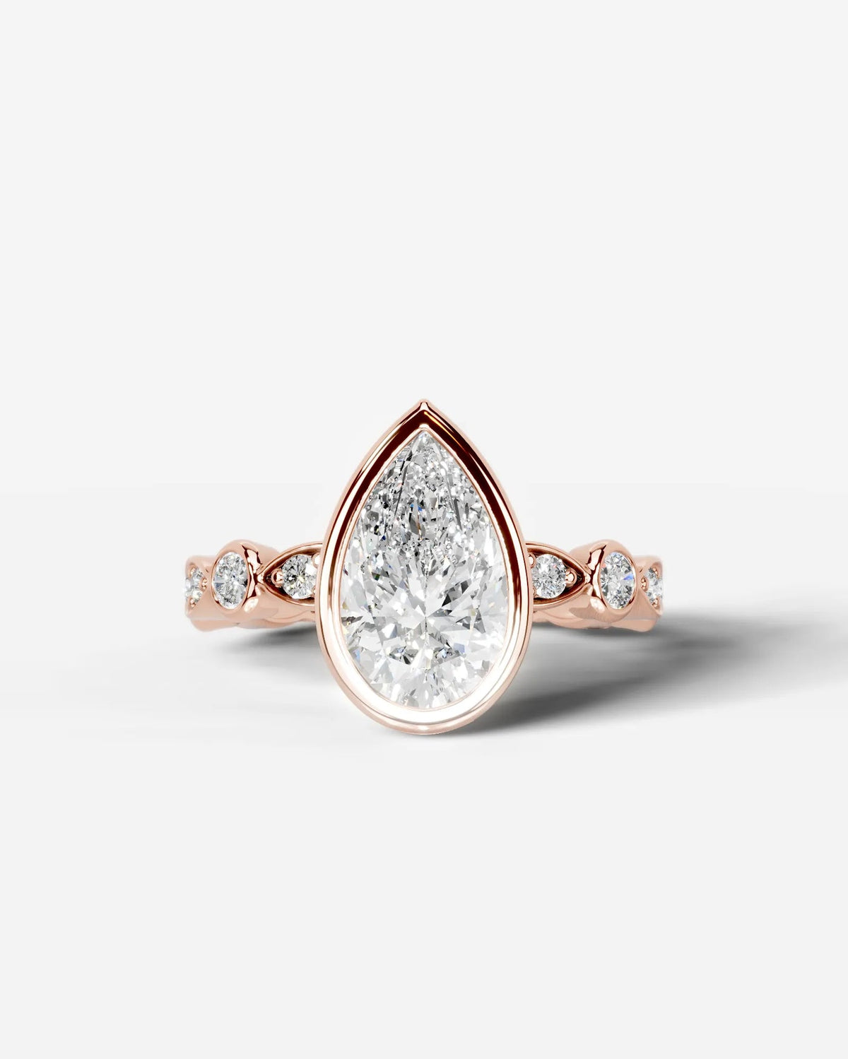 2 Carat Lab Grown Pear Cut Bezel Set Diamond Ring