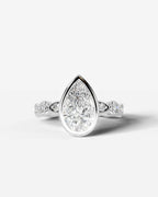 2 Carat Lab Grown Pear Cut Bezel Set Diamond Ring