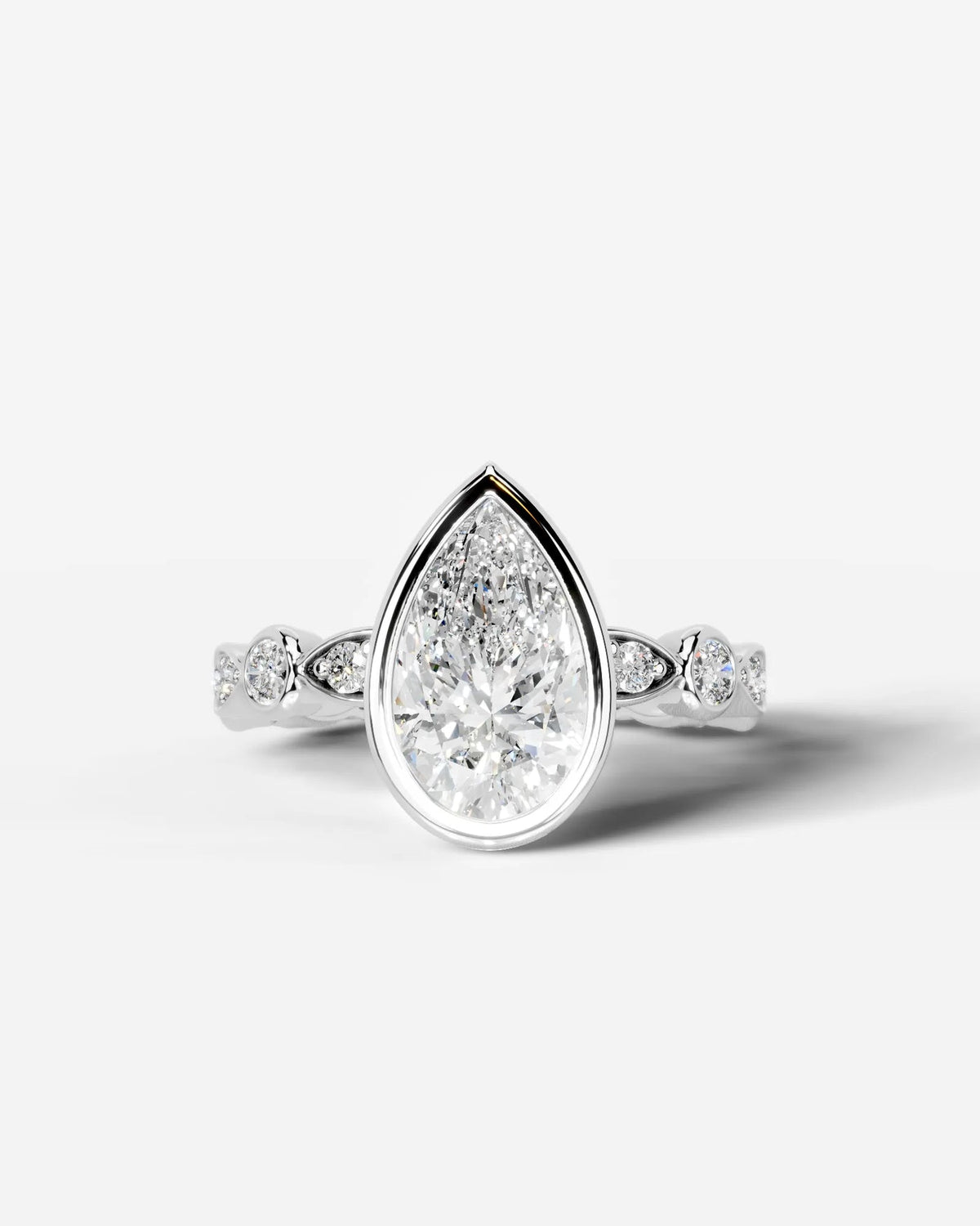 2 Carat Lab Grown Pear Cut Bezel Set Diamond Ring