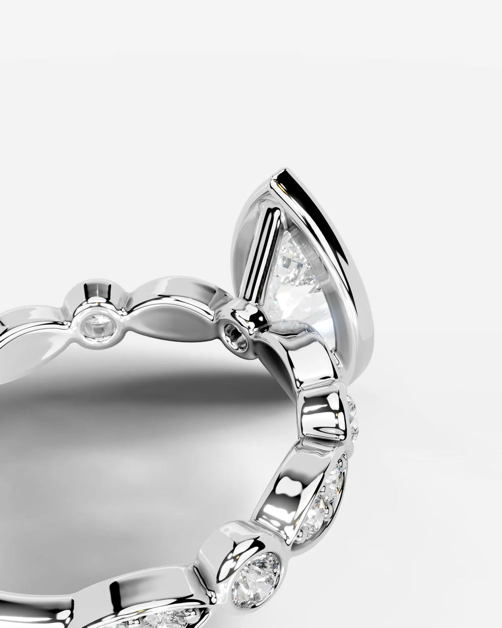 2 Carat Lab Grown Pear Cut Bezel Set Diamond Ring