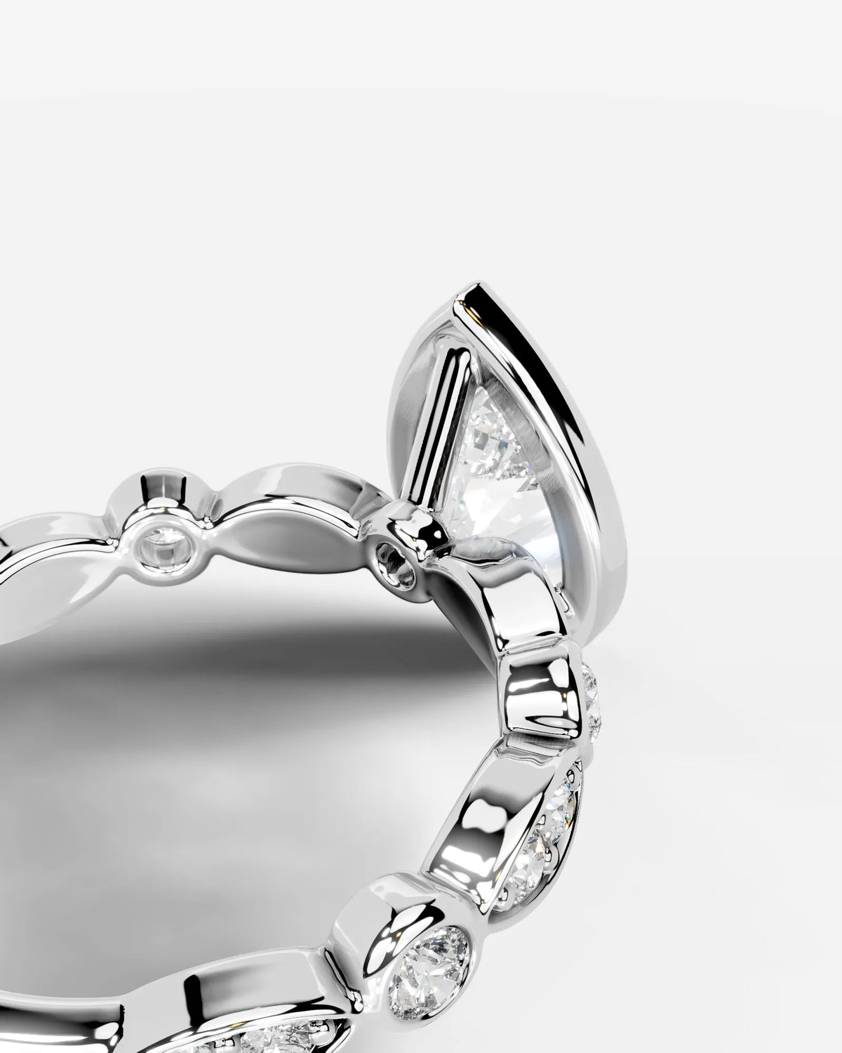 2 Carat Lab Grown Pear Cut Bezel Set Diamond Ring