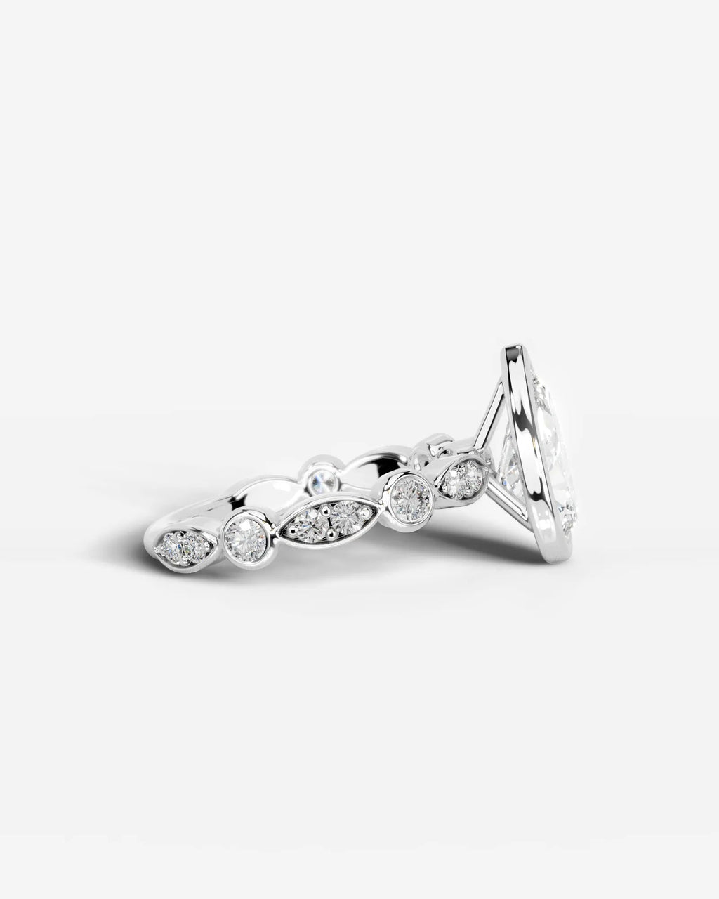 2 Carat Lab Grown Pear Cut Bezel Set Diamond Ring