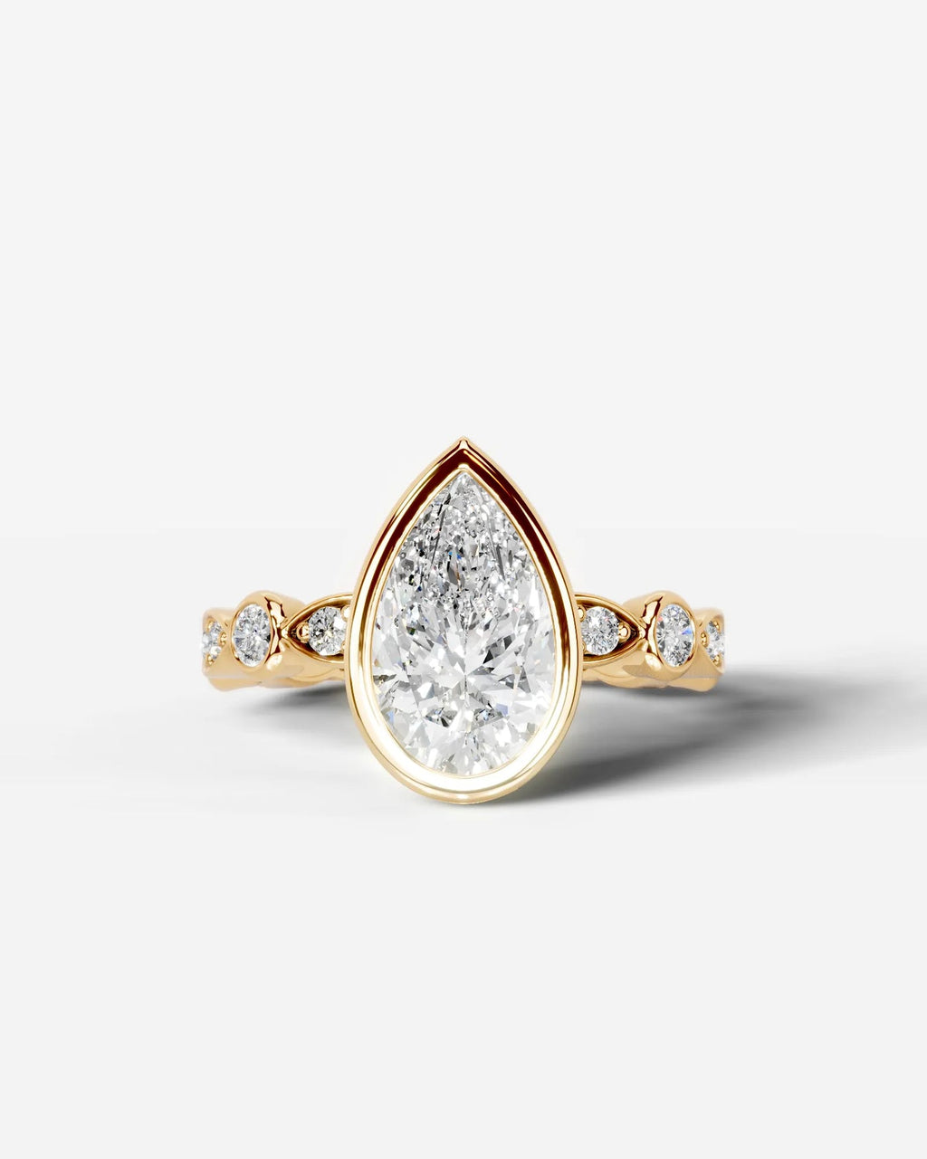2 Carat Lab Grown Pear Cut Bezel Set Diamond Ring