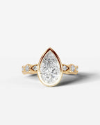 2 Carat Lab Grown Pear Cut Bezel Set Diamond Ring
