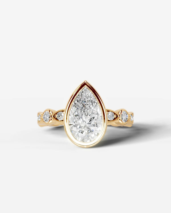 2 Carat Lab Grown Pear Cut Bezel Set Diamond Ring