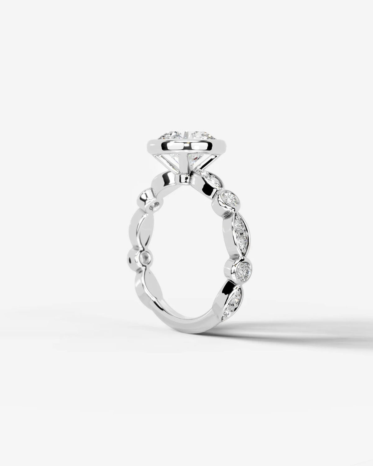2 Carat Lab Grown Round Cut Bezel Set Diamond Ring
