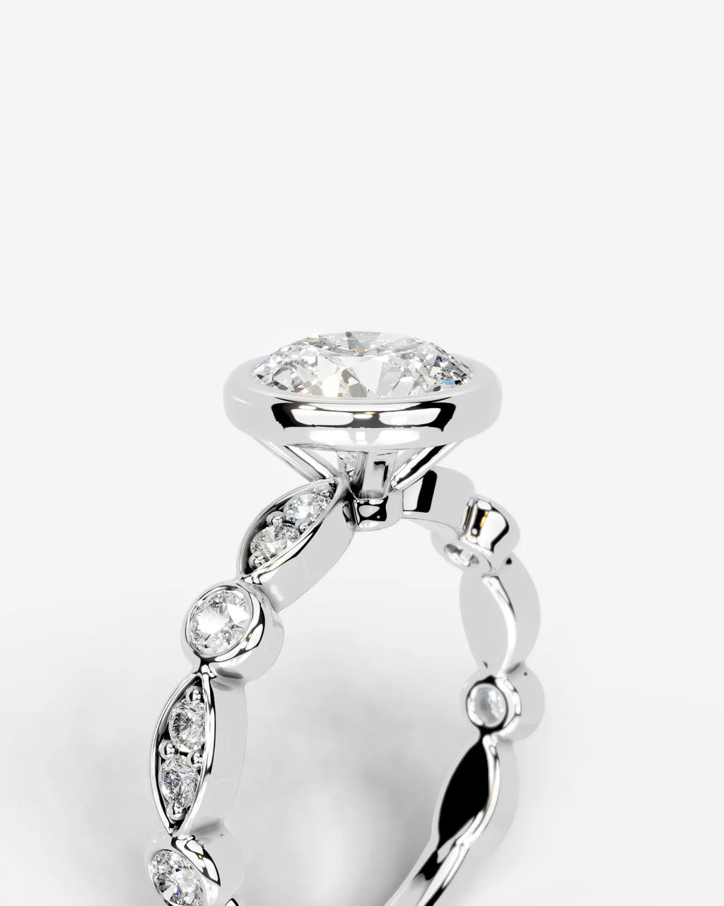 2 Carat Lab Grown Round Cut Bezel Set Diamond Ring