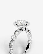 2 Carat Lab Grown Round Cut Bezel Set Diamond Ring