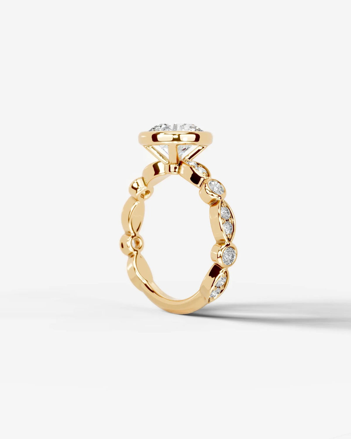 2 Carat Lab Grown Round Cut Bezel Set Diamond Ring