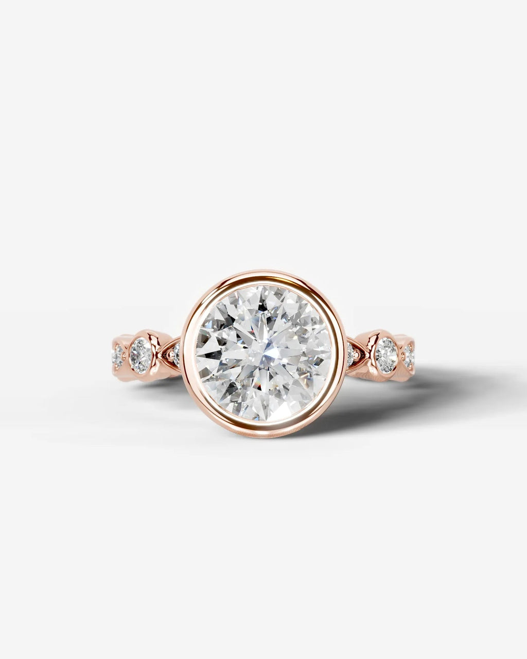 2 Carat Lab Grown Round Cut Bezel Set Diamond Ring