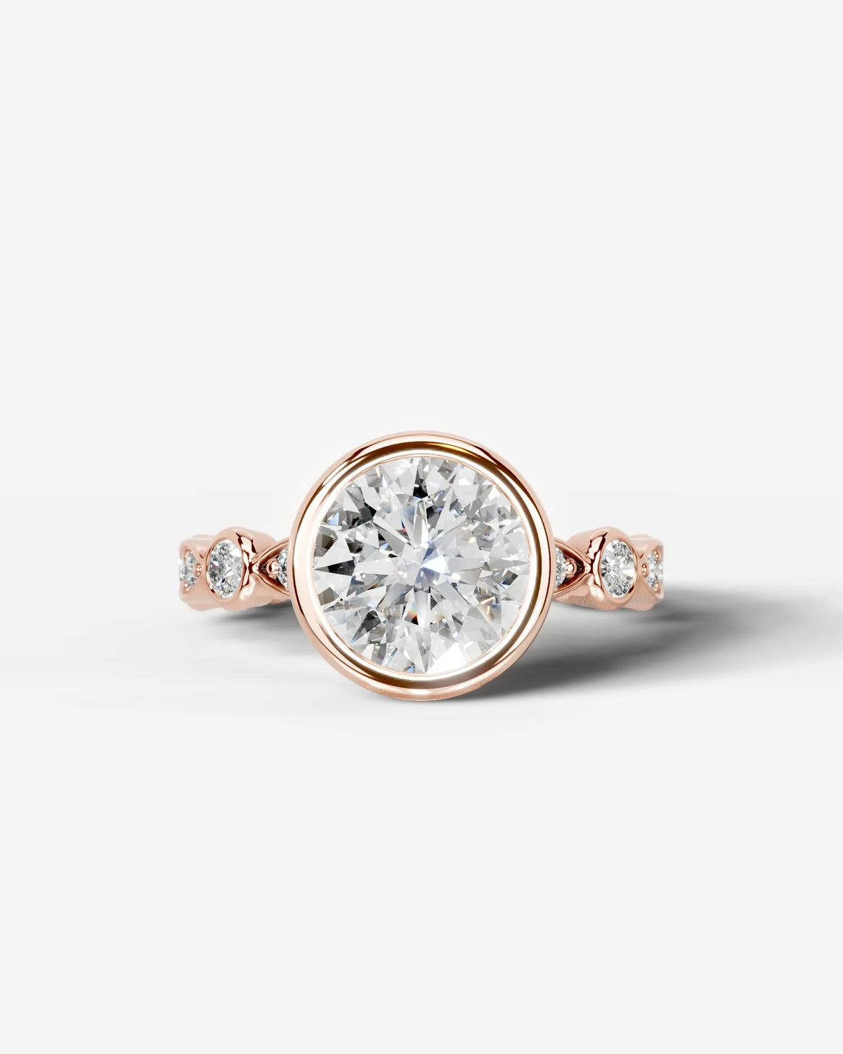 2 Carat Lab Grown Round Cut Bezel Set Diamond Ring