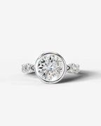 2 Carat Lab Grown Round Cut Bezel Set Diamond Ring