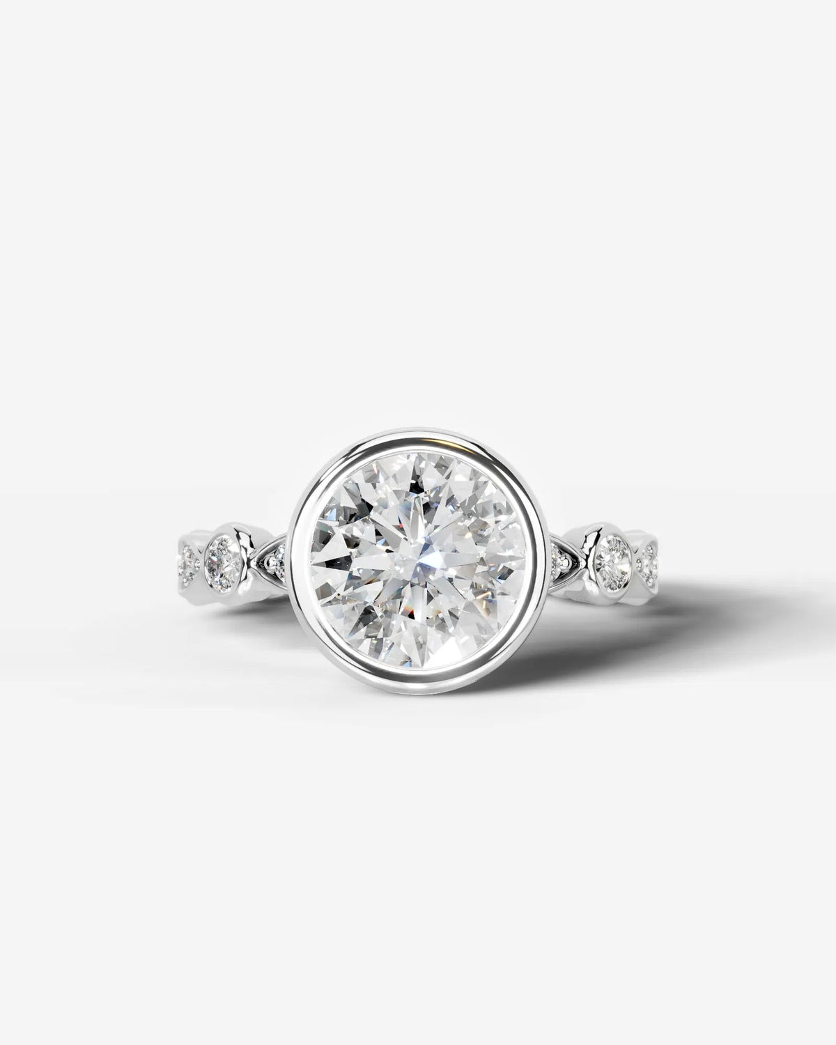 2 Carat Lab Grown Round Cut Bezel Set Diamond Ring