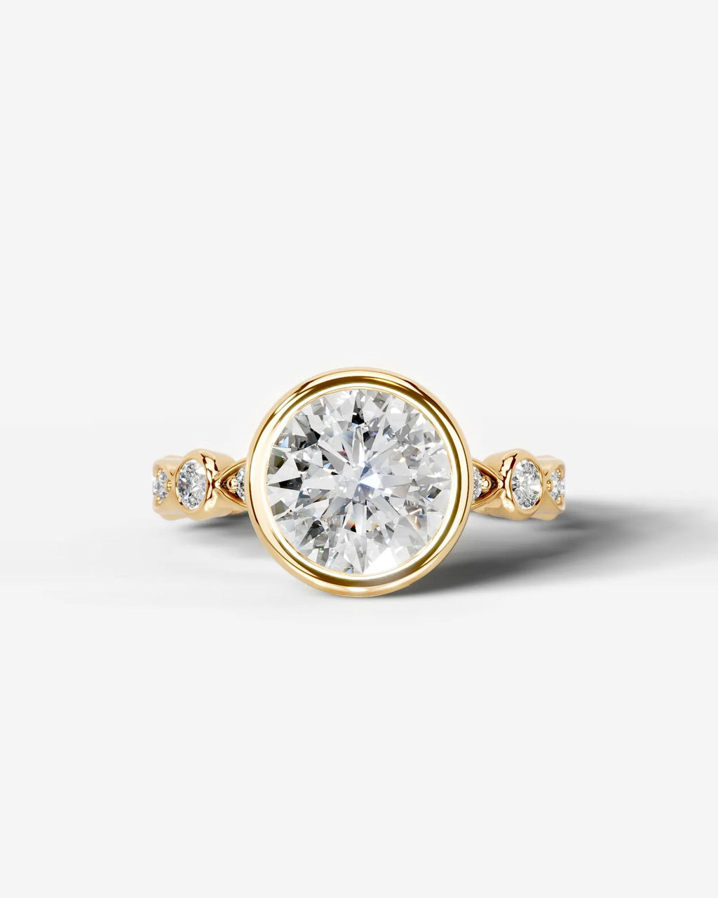 2 Carat Lab Grown Round Cut Bezel Set Diamond Ring