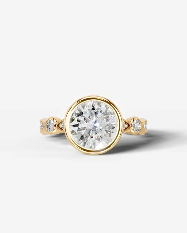 2 Carat Lab Grown Round Cut Bezel Set Diamond Ring