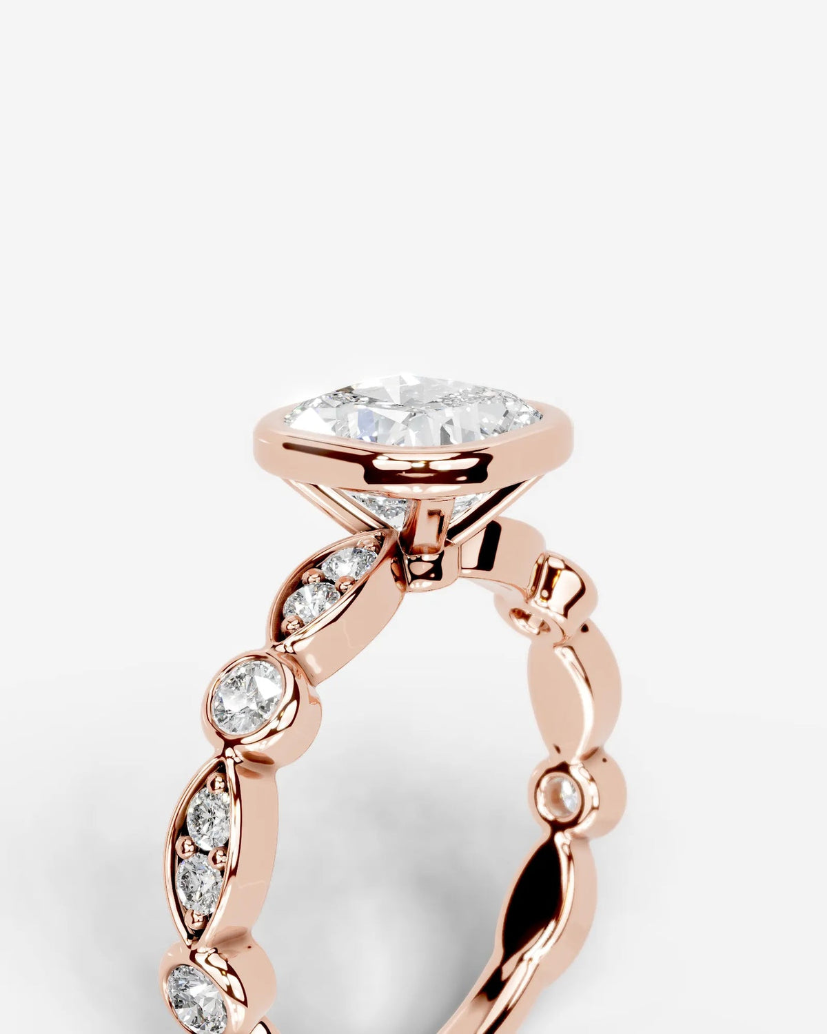 2 Carat Lab Grown Cushion Cut Bezel Set Diamond Ring