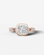 2 Carat Lab Grown Cushion Cut Bezel Set Diamond Ring