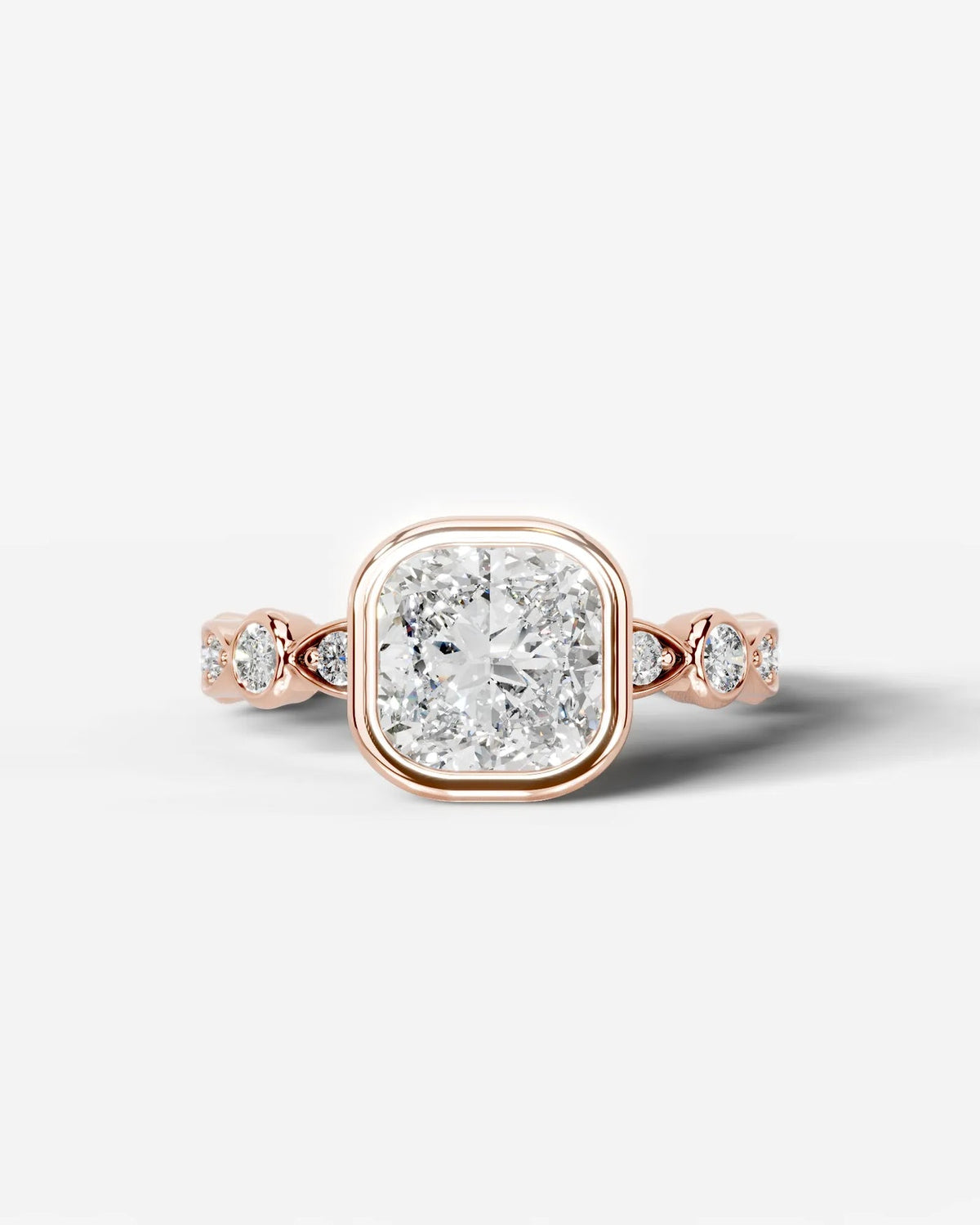 2 Carat Lab Grown Cushion Cut Bezel Set Diamond Ring