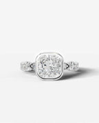 2 Carat Lab Grown Cushion Cut Bezel Set Diamond Ring