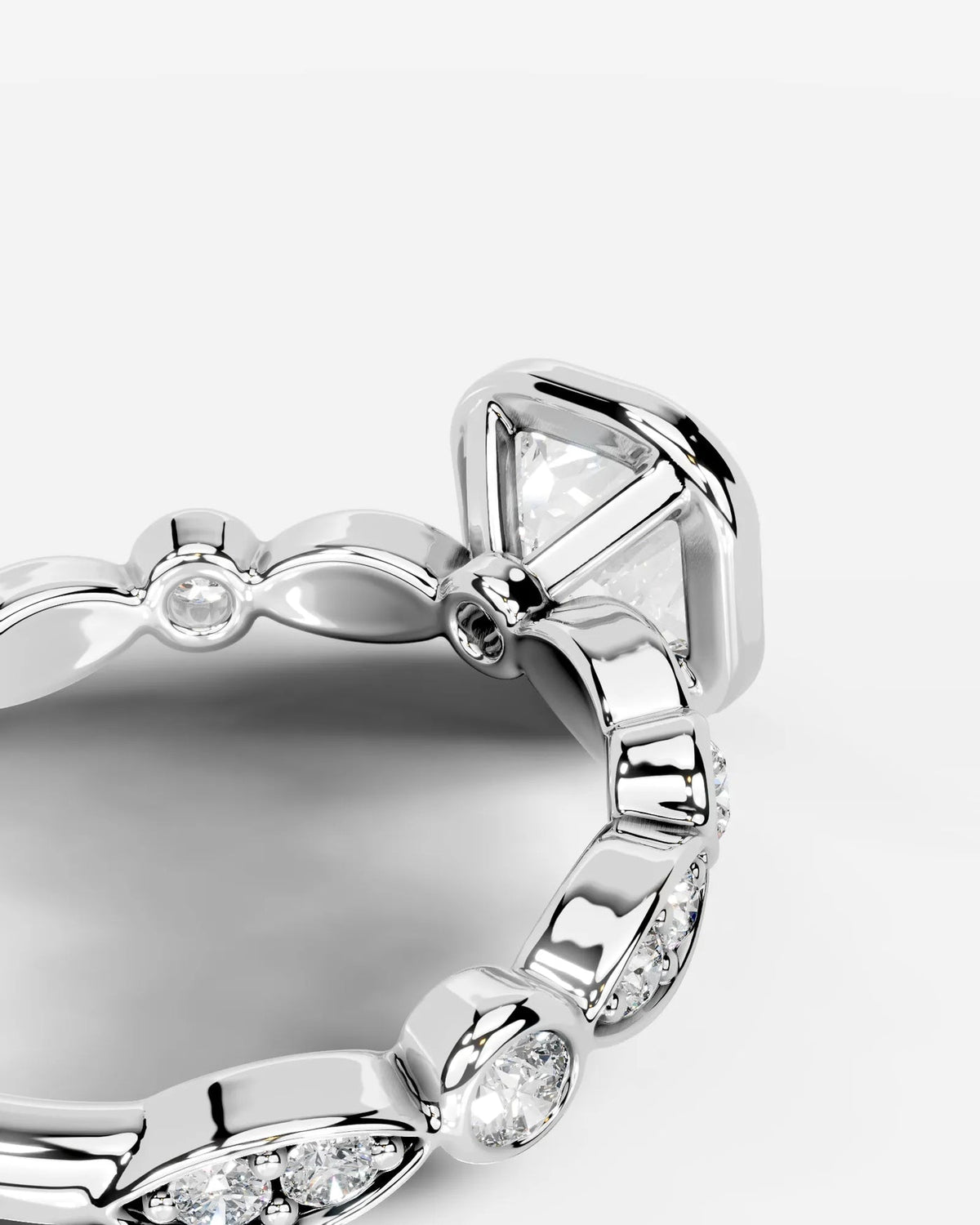 2 Carat Lab Grown Cushion Cut Bezel Set Diamond Ring