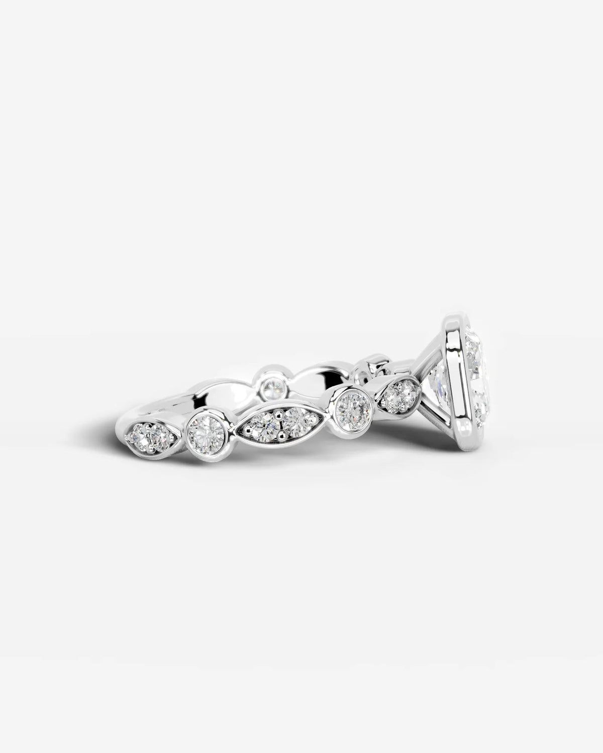 2 Carat Lab Grown Cushion Cut Bezel Set Diamond Ring