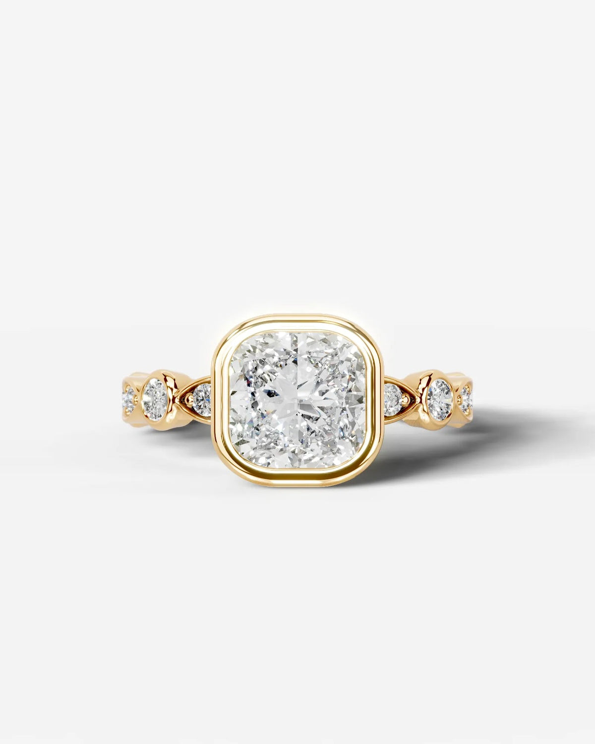 2 Carat Lab Grown Cushion Cut Bezel Set Diamond Ring