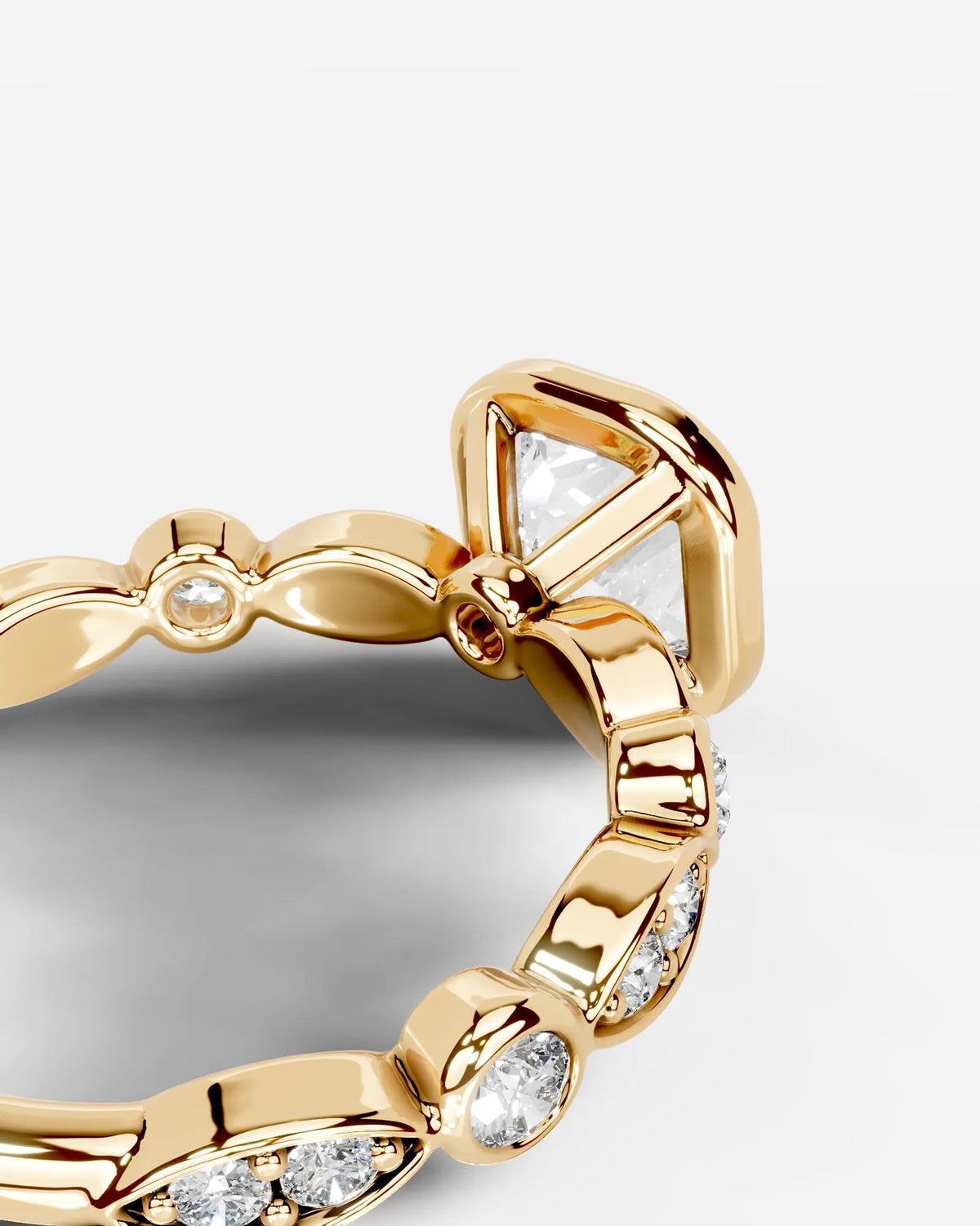 2 Carat Lab Grown Cushion Cut Bezel Set Diamond Ring