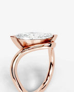 2 Carat Lab Grown Marquise Cut Diamond Curved V-Prong Ring