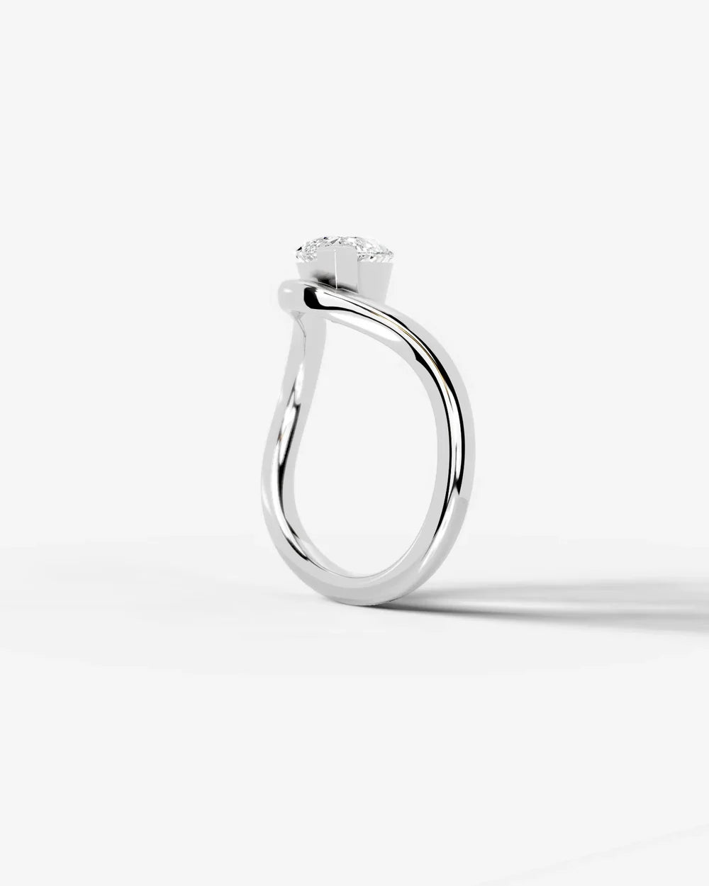 2 Carat Lab Grown Marquise Cut Diamond Curved V-Prong Ring