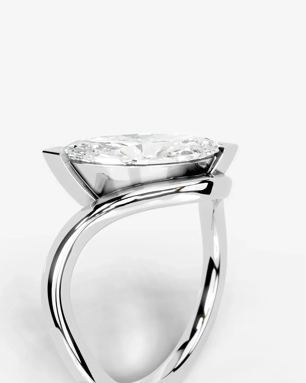 2 Carat Lab Grown Marquise Cut Diamond Curved V-Prong Ring