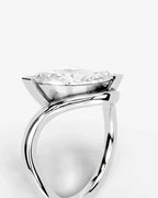 2 Carat Lab Grown Marquise Cut Diamond Curved V-Prong Ring