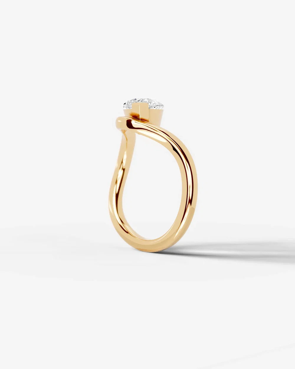 2 Carat Lab Grown Marquise Cut Diamond Curved V-Prong Ring