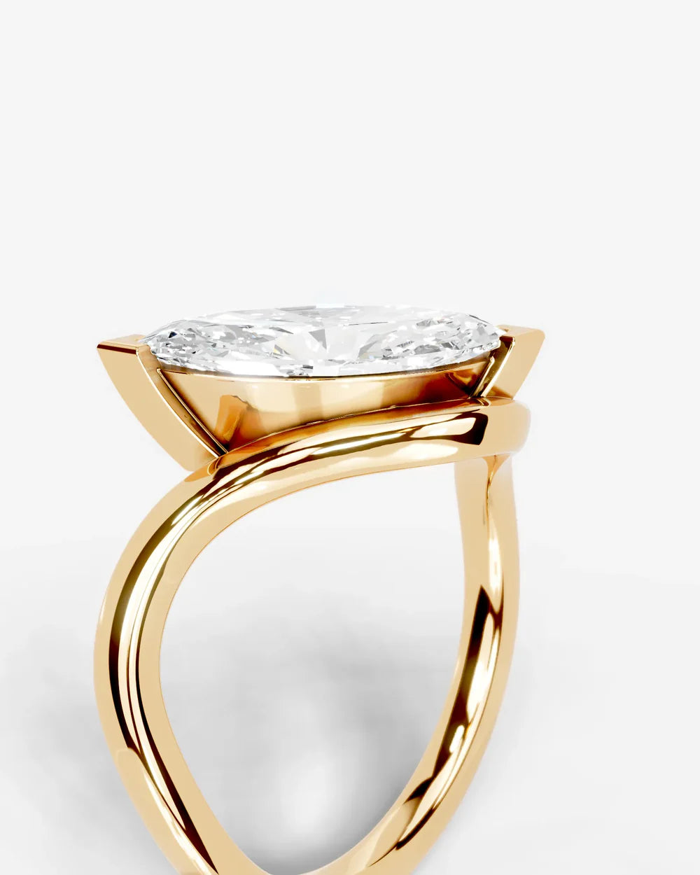 2 Carat Lab Grown Marquise Cut Diamond Curved V-Prong Ring