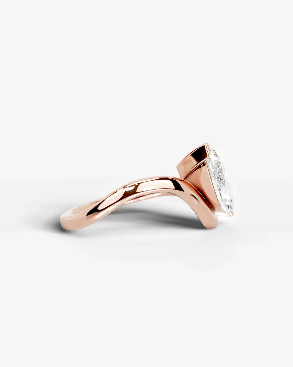2 Carat Lab Grown Marquise Cut Diamond Curved V-Prong Ring