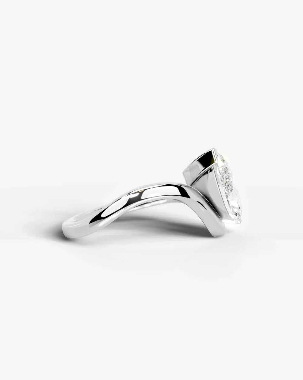 2 Carat Lab Grown Marquise Cut Diamond Curved V-Prong Ring
