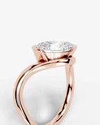 2 Carat Lab Grown Oval Cut Diamond Curved Basket Ring