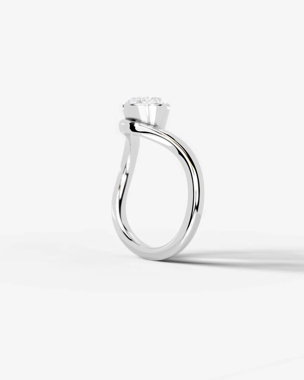 2 Carat Lab Grown Oval Cut Diamond Curved Basket Ring