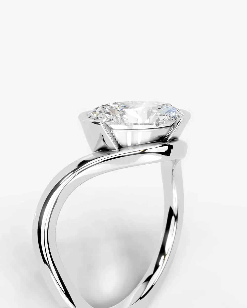 2 Carat Lab Grown Oval Cut Diamond Curved Basket Ring