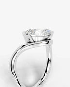 2 Carat Lab Grown Oval Cut Diamond Curved Basket Ring