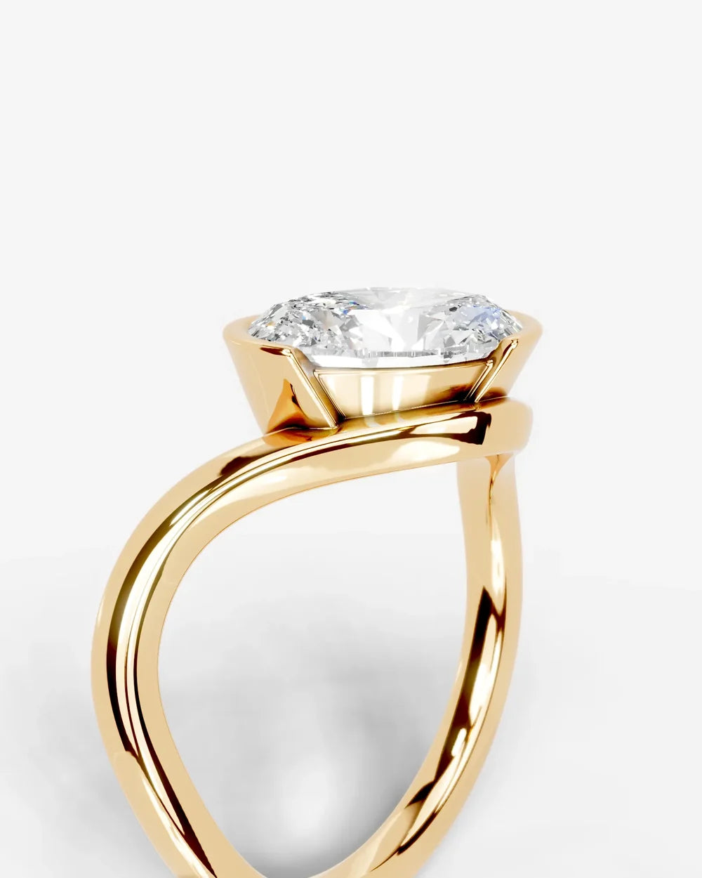 2 Carat Lab Grown Oval Cut Diamond Curved Basket Ring
