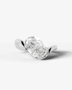 2 Carat Lab Grown Oval Cut Diamond Curved Basket Ring