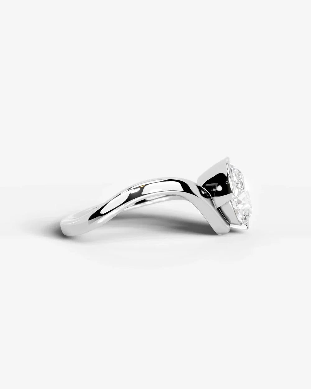 2 Carat Lab Grown Oval Cut Diamond Curved Basket Ring