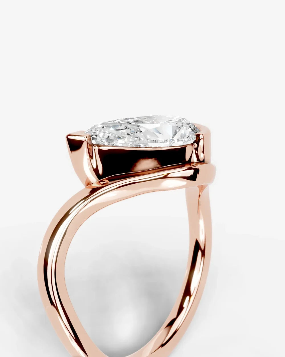 2 Carat Lab Grown Pear Cut Diamond Curved Bypass Ring