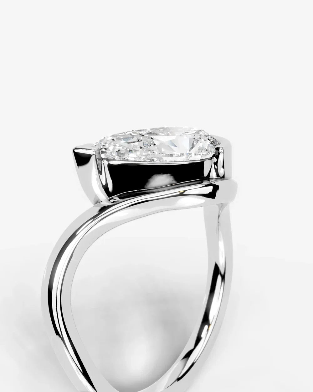 2 Carat Lab Grown Pear Cut Diamond Curved Bypass Ring
