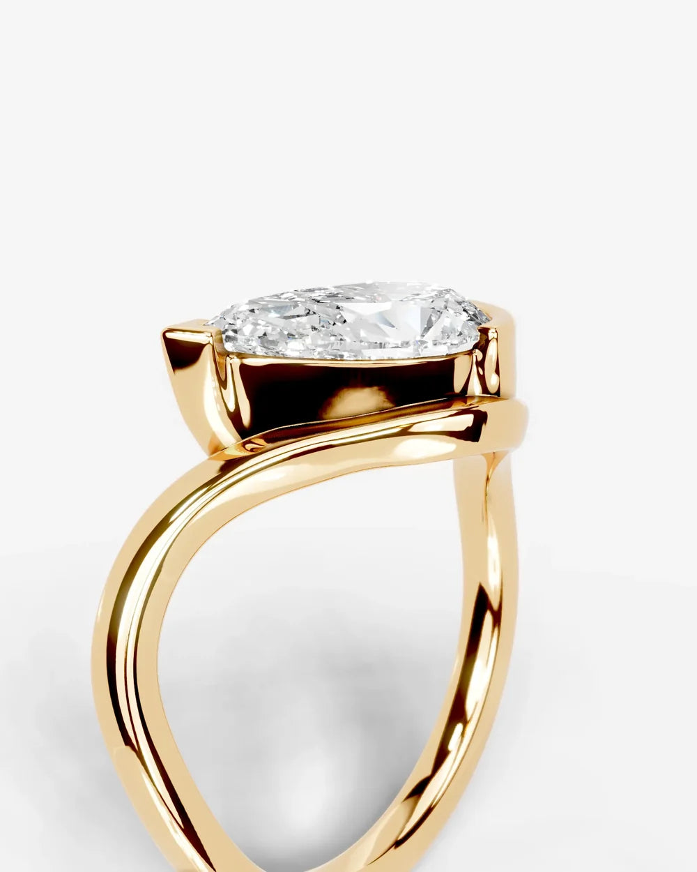 2 Carat Lab Grown Pear Cut Diamond Curved Bypass Ring