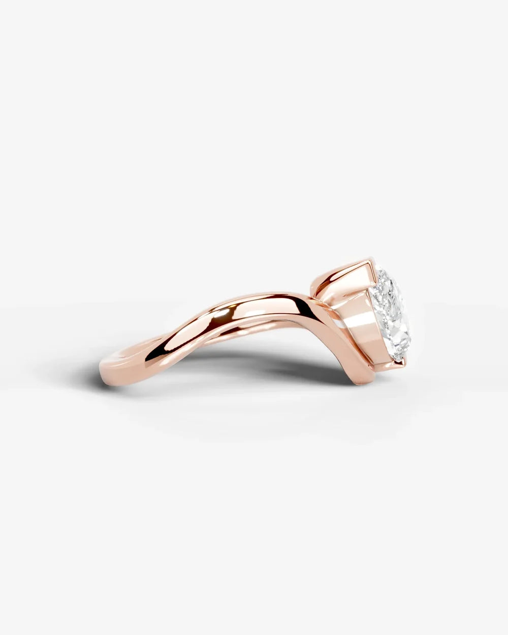 2 Carat Lab Grown Pear Cut Diamond Curved Bypass Ring