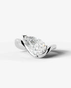 2 Carat Lab Grown Pear Cut Diamond Curved Bypass Ring