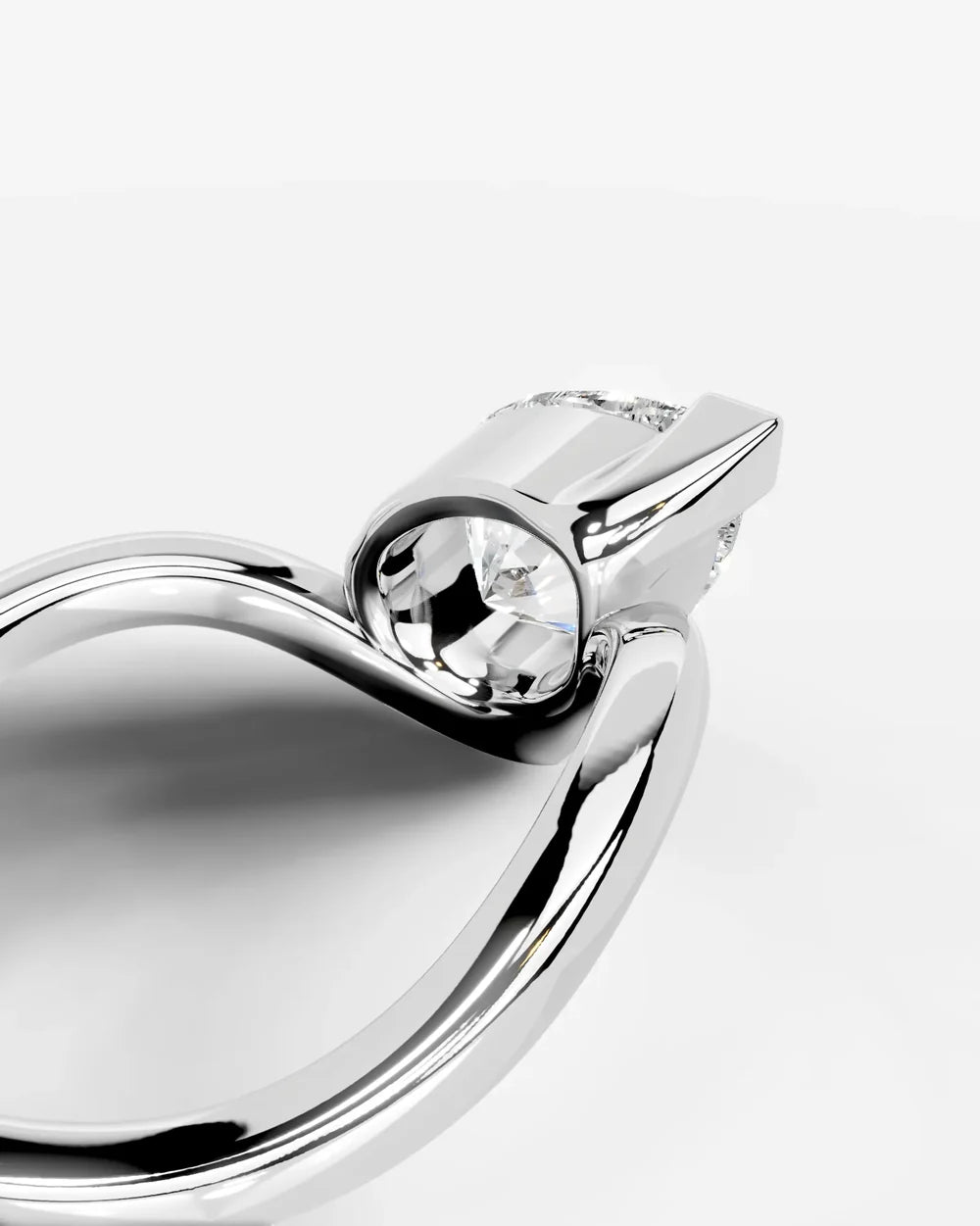 2 Carat Lab Grown Pear Cut Diamond Curved Bypass Ring